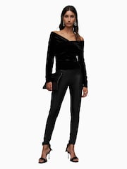 AllSaints Black Delta Velvet Top - Image 4 of 6