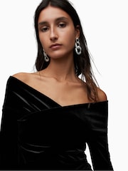 AllSaints Black Delta Velvet Top - Image 5 of 6