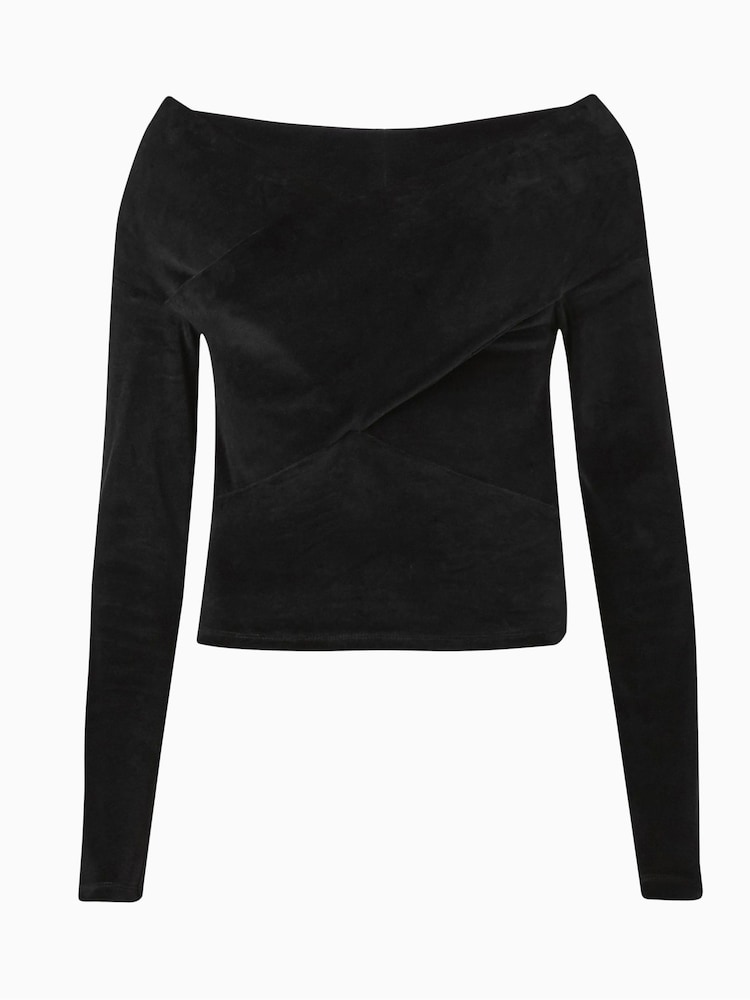 AllSaints Black Delta Velvet Top - Image 6 of 6