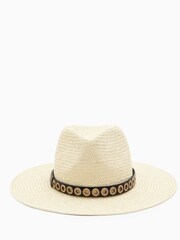 AllSaints Brown Sammie Eyelet Fedora Hat - Image 1 of 4