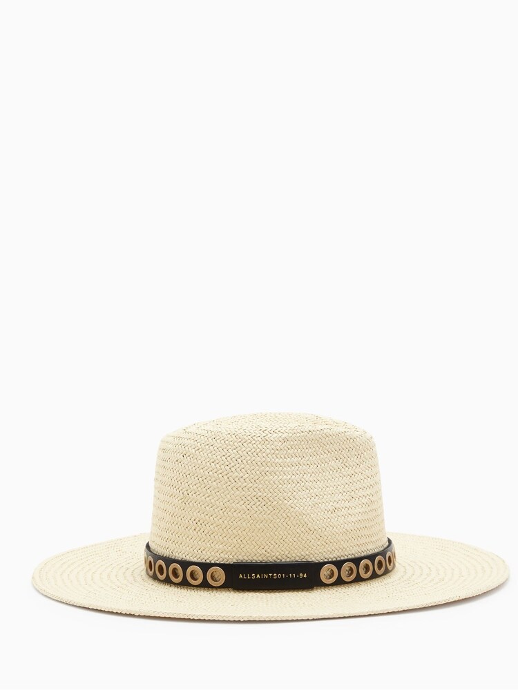 AllSaints Brown Sammie Eyelet Fedora Hat - Image 2 of 4