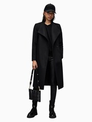 AllSaints Black Riley Coat - Image 1 of 7