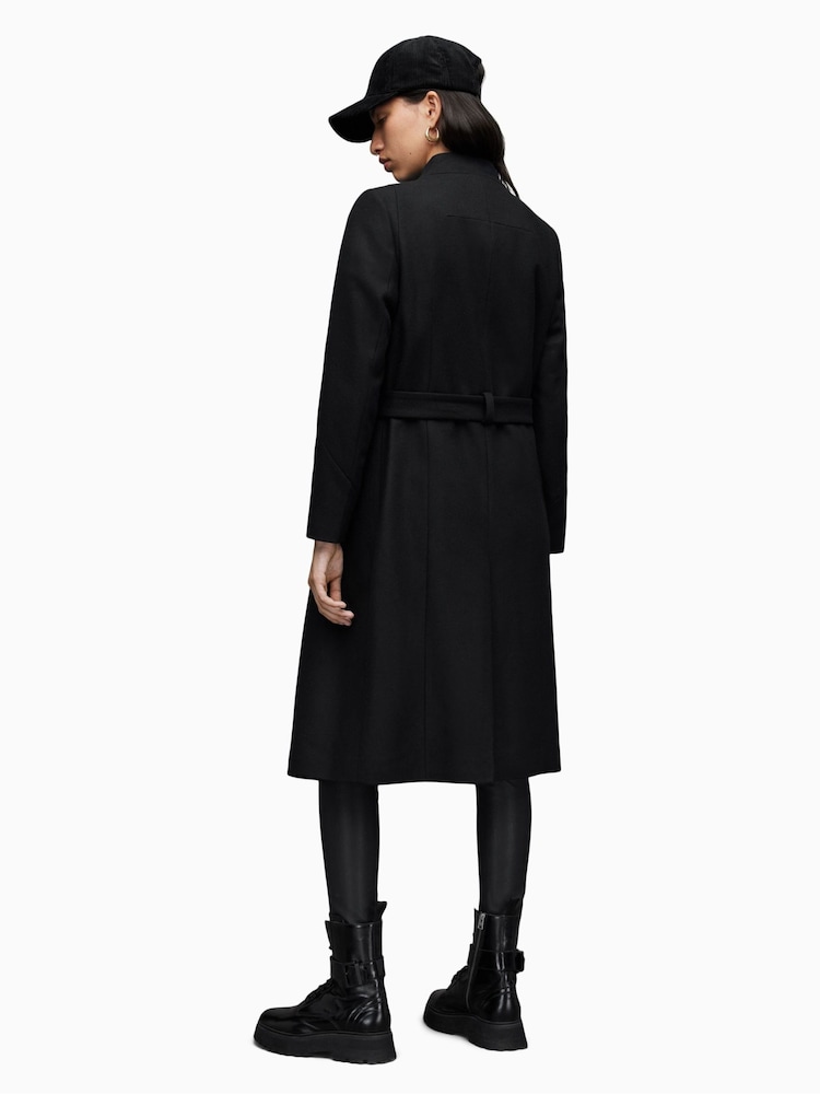 AllSaints Black Riley Coat - Image 2 of 7 AllSaints Black Riley Coat - Image 2 of 7