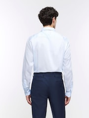 River Island Blue Textured Egyptian Shirt - Image 2 of 4