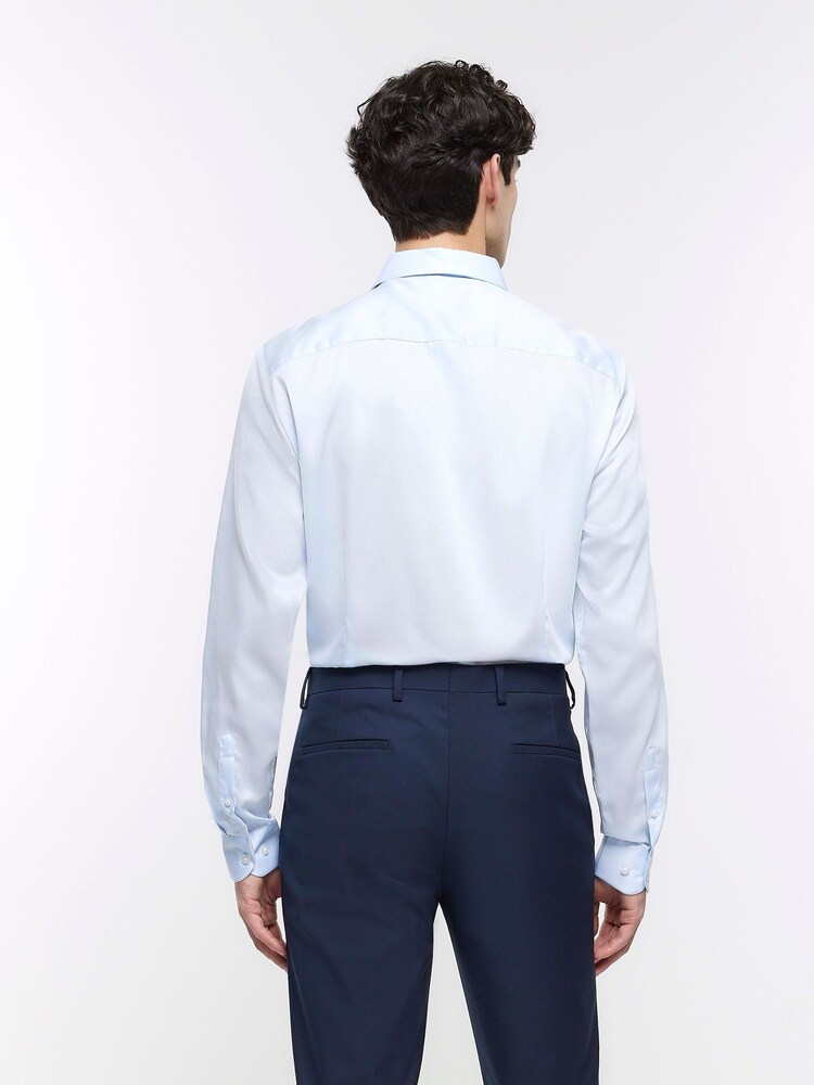 River Island Blue Textured Egyptian Shirt - Image 2 of 4