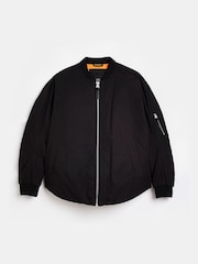 River Island Black Curved Hem Bomber Jacket - Image 4 of 4