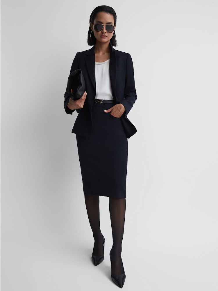 Reiss Navy Haisley Petite Tailored Pencil Skirt - Image 1 of 6