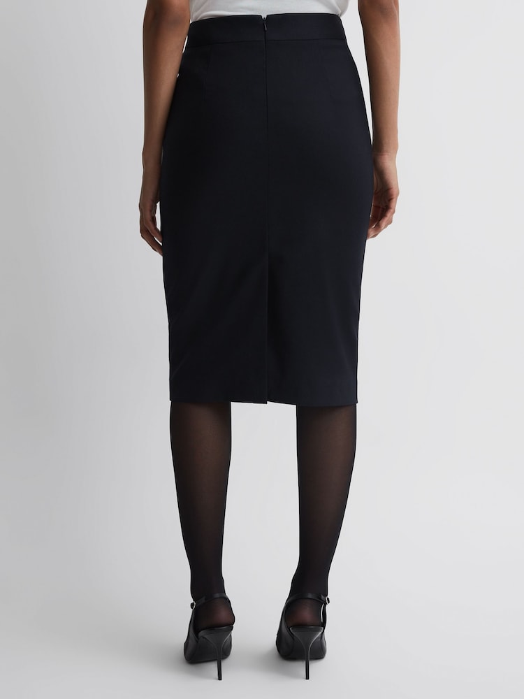 Marineblauw - Reiss Haisley maatgesneden kokerrok van wolmix - Image 5 of 6