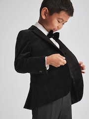Reiss Black Ace Junior Single Breasted Velvet Blazer - Image 1 of 7