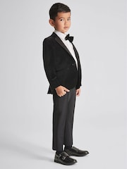 Reiss Black Ace Junior Single Breasted Velvet Blazer - Image 3 of 7
