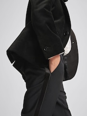 Reiss Black Ace Junior Single Breasted Velvet Blazer - Image 4 of 7