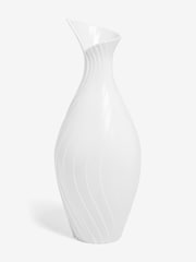 White Pleated Ceramic Extra Large Vase - Image 3 of 4