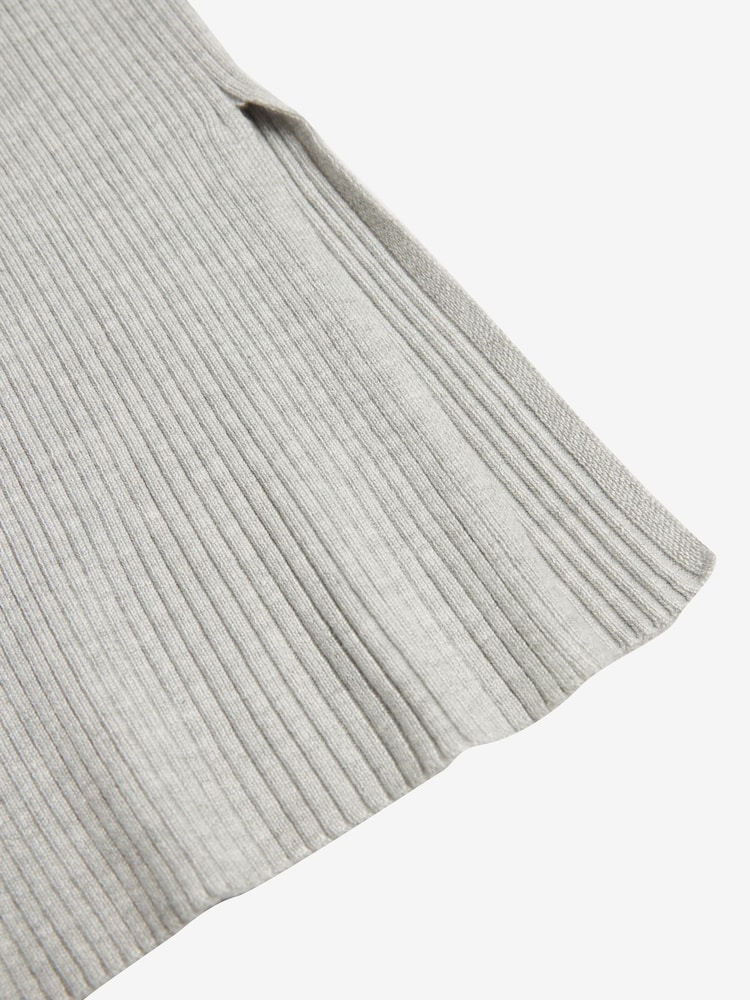 Grey Ribbed Split Hem Trousers - Image 8 of 8