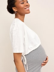 Grey/White Layered Maternity Nursing Dress - Image 2 of 8