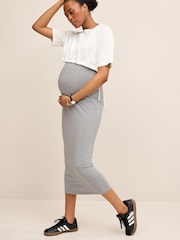 Grey/White Layered Maternity Nursing Dress - Image 3 of 8