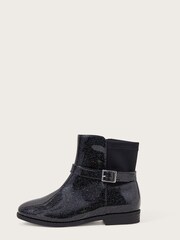 Monsoon Patent Glitter Bow Black Boots - Image 3 of 3