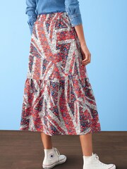 Print Coronation Button Through 100% Cotton Midi Skirt - Image 4 of 6