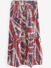 Print Coronation Button Through 100% Cotton Midi Skirt - Image 6 of 6