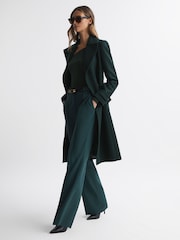 Reiss Green Tor Relaxed Wool Blend Belted Coat - Image 1 of 5