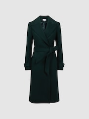 Reiss Green Tor Relaxed Wool Blend Belted Coat - Image 2 of 5