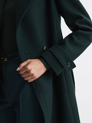 Reiss Green Tor Relaxed Wool Blend Belted Coat - Image 4 of 5