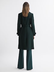 Reiss Green Tor Relaxed Wool Blend Belted Coat - Image 5 of 5