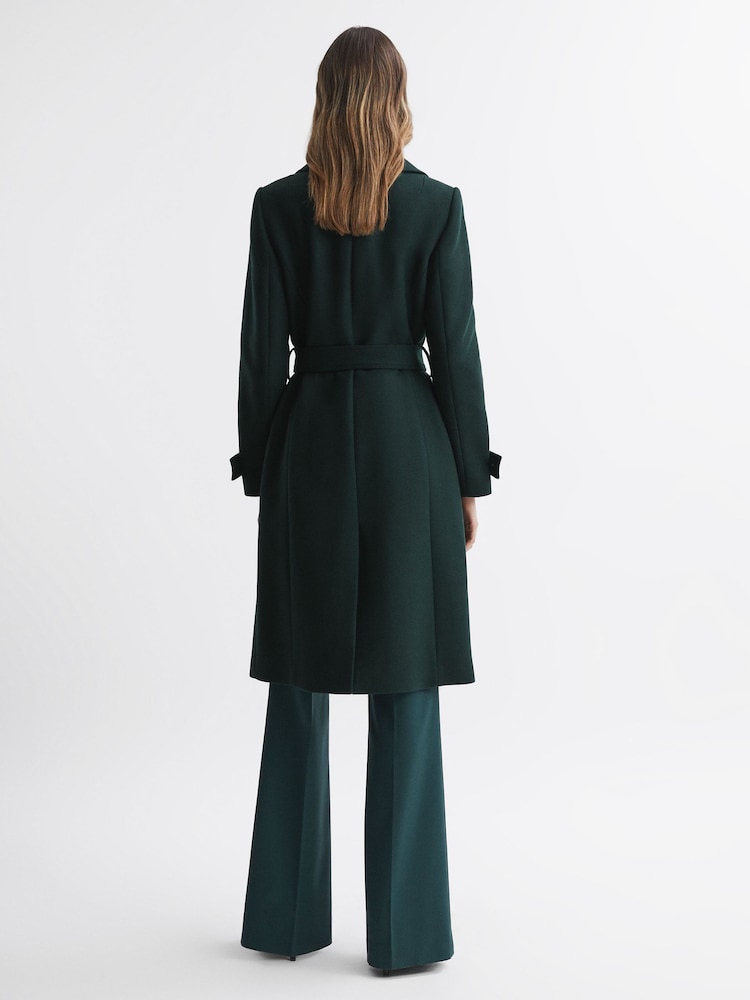 Reiss Green Tor Relaxed Wool Blend Belted Coat - Image 5 of 5 Reiss Green Tor Relaxed Wool Blend Belted Coat - Image 5 of 5