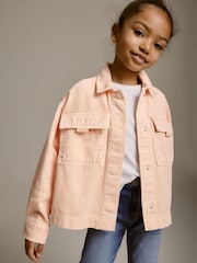 Peach Pink Crop Cotton Shacket (3-16yrs) - Image 1 of 7