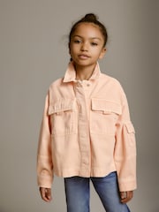Peach Pink Crop Cotton Shacket (3-16yrs) - Image 2 of 7