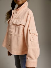 Peach Pink Crop Cotton Shacket (3-16yrs) - Image 4 of 7