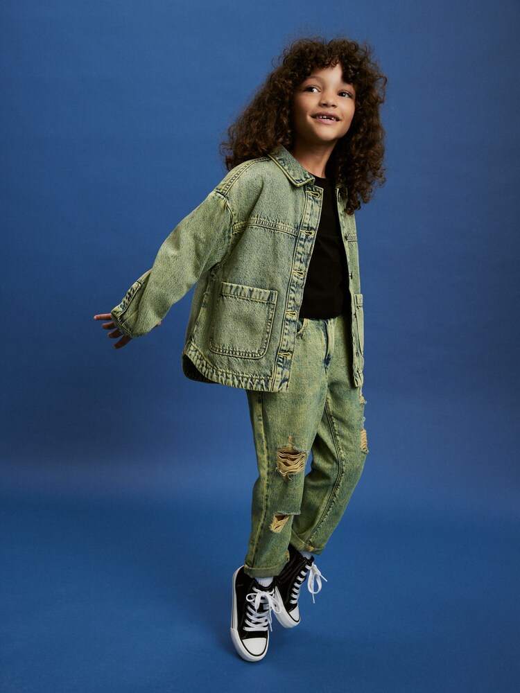 Albastru/Galben de spălat cu acid - Denim Shacket (3-16ani) - Imaginea 2 din 7 Albastru/Galben de spălat cu acid - Denim Shacket (3-16ani) - Imaginea 2 din 7