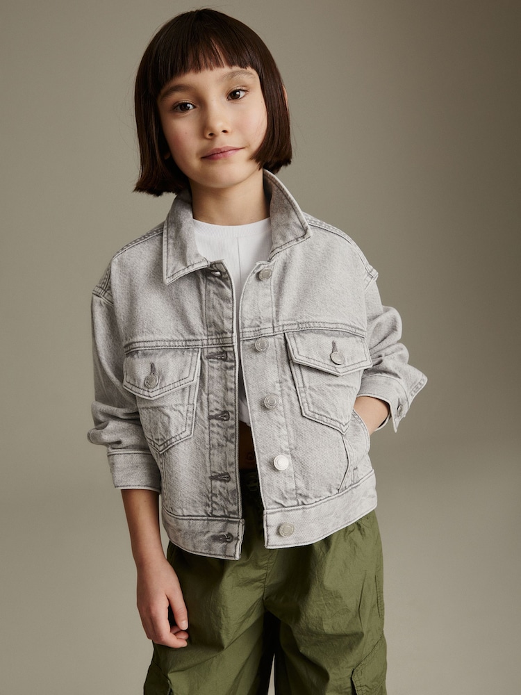 Grey Oversized Denim Jacket (3-16yrs) - Image 1 of 7