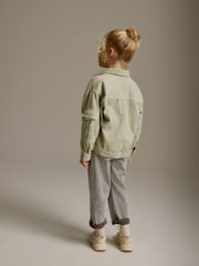 Khaki/Green Crop Cotton Shacket (3-16yrs) - Image 2 of 8
