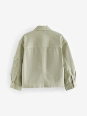 Khaki/Green Crop Cotton Shacket (3-16yrs) - Image 6 of 8