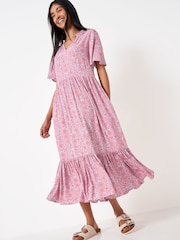 Crew Clothing Company Pink Floral Print A-Line Dress - Image 1 of 5