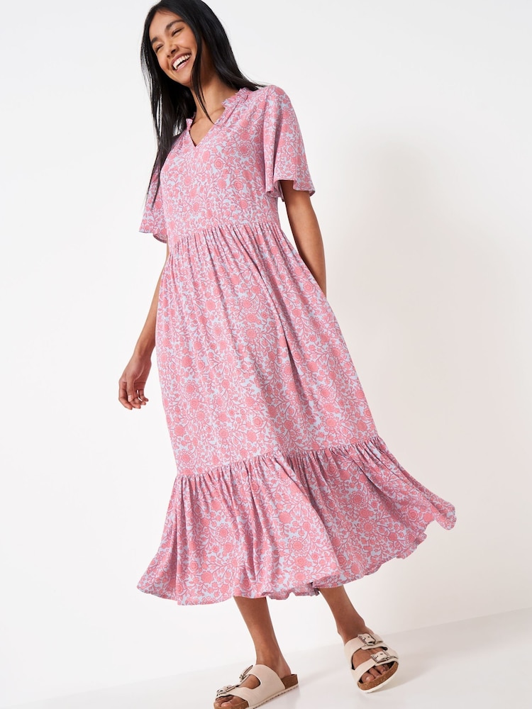 Crew Clothing Company Pink Floral Print A-Line Dress - Image 1 of 5