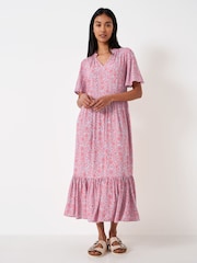 Crew Clothing Company Pink Floral Print A-Line Dress - Image 3 of 5