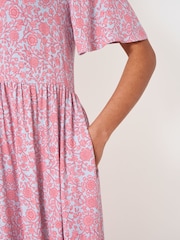 Crew Clothing Company Pink Floral Print A-Line Dress - Image 4 of 5