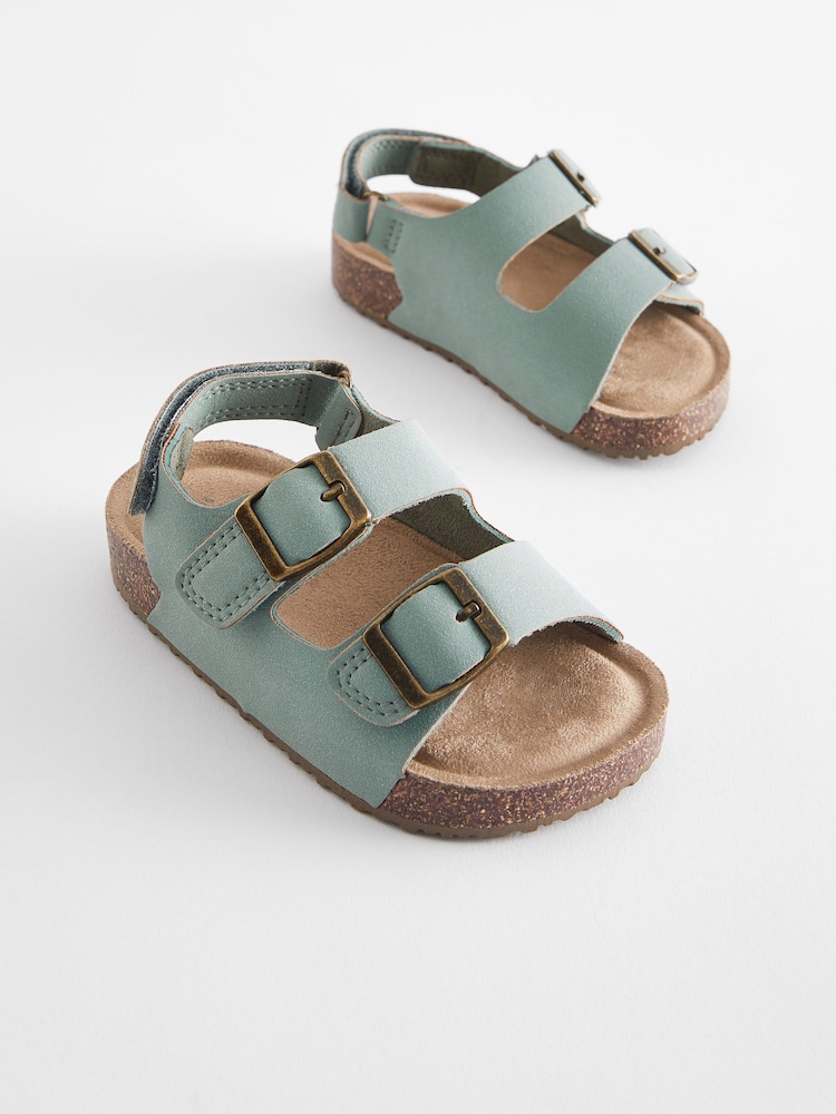 Mint Green Standard Fit (F) Double Buckle Cushioned Footbed Sandals - Image 1 of 5