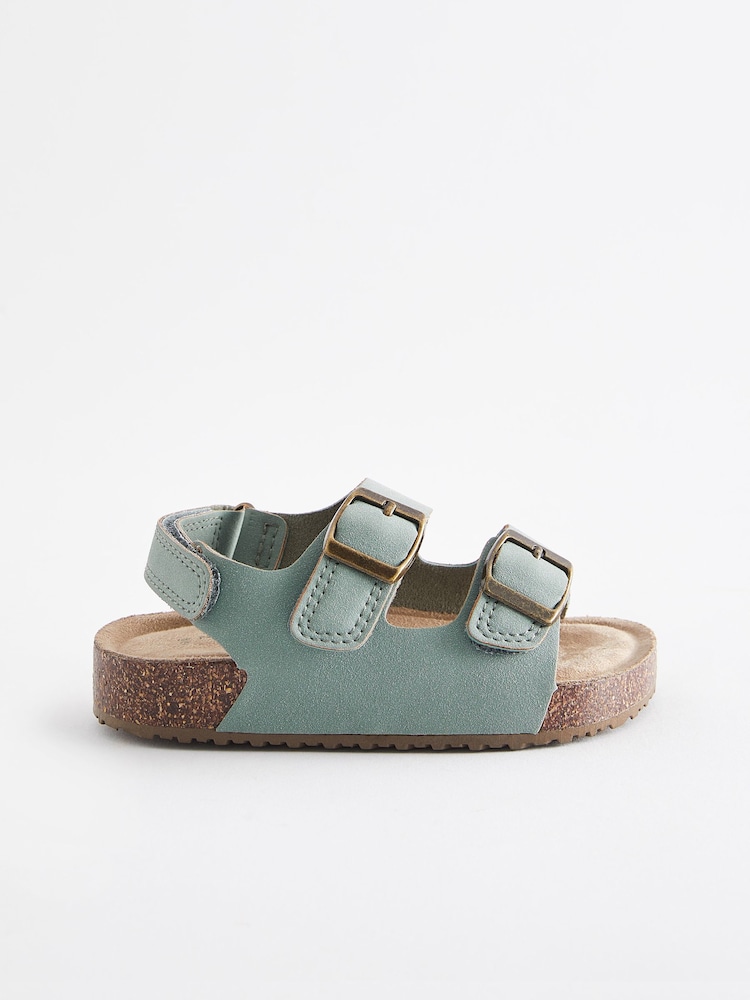 Mint Green Standard Fit (F) Double Buckle Cushioned Footbed Sandals - Image 2 of 5