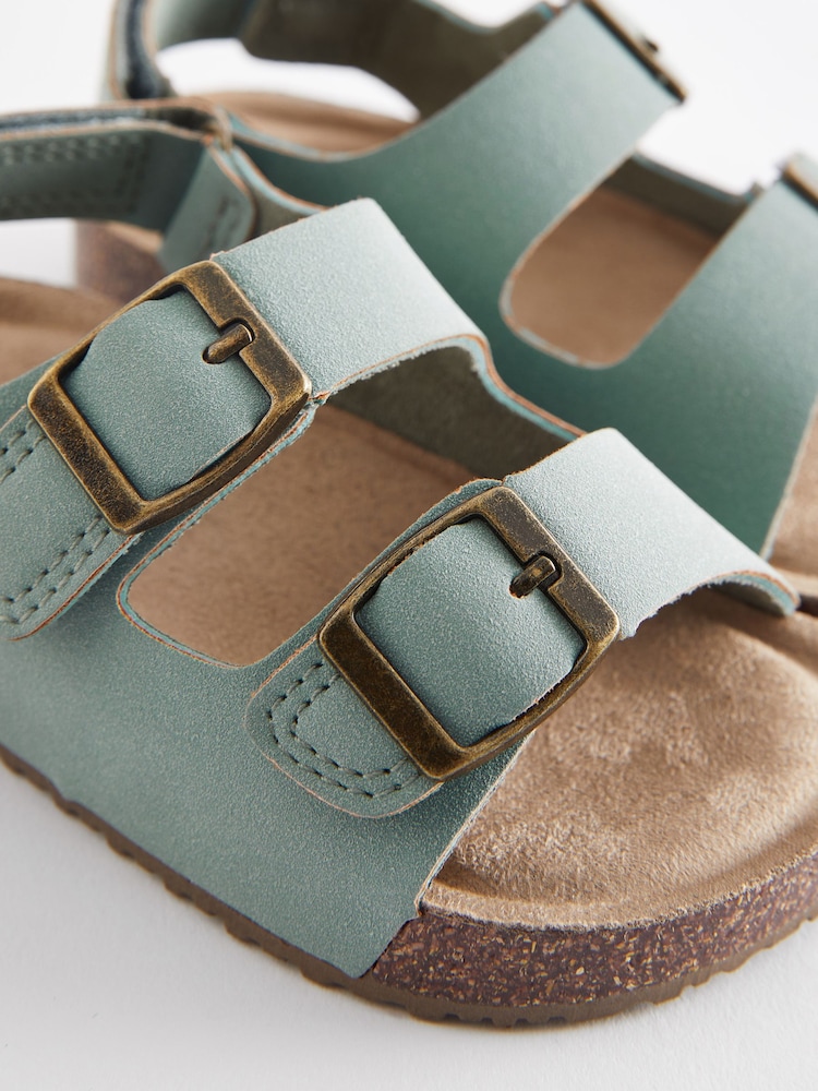 Mint Green Standard Fit (F) Double Buckle Cushioned Footbed Sandals - Image 5 of 5