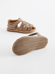 Grey Leather Closed Toe Touch Fastening Sandals - Image 3 of 5
