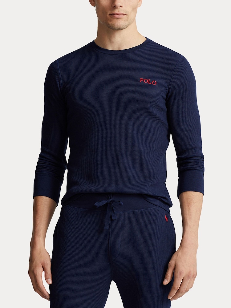 Polo Ralph Lauren Navy Blue Waffle Jersey T-Shirt - Image 1 of 4