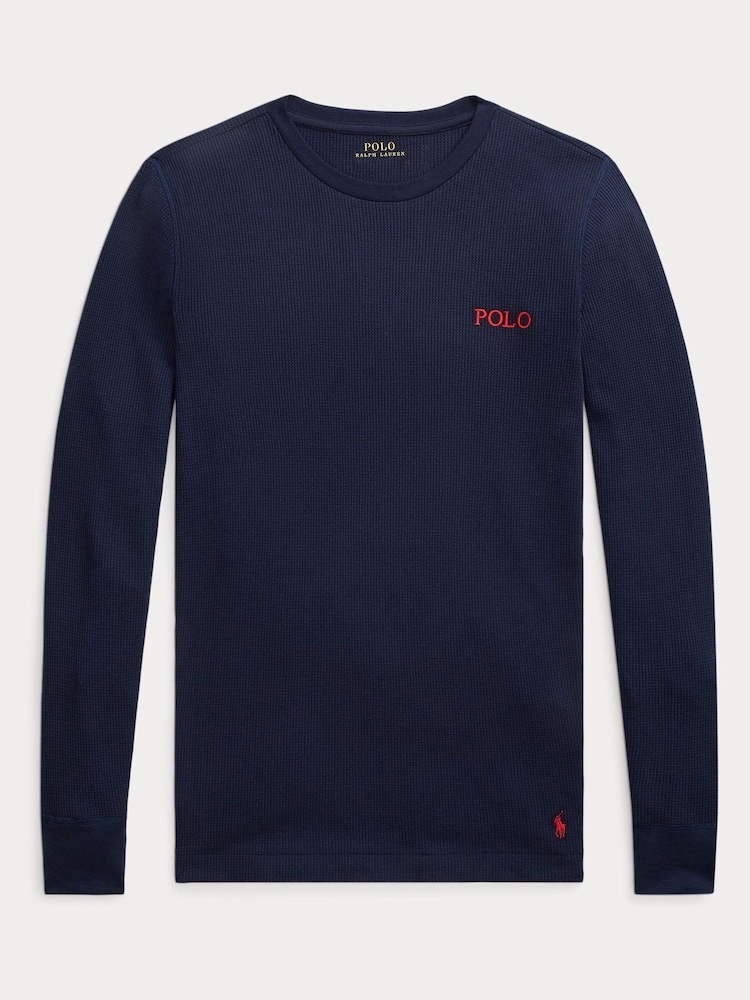 Polo Ralph Lauren Navy Blue Waffle Jersey T-Shirt - Image 4 of 4