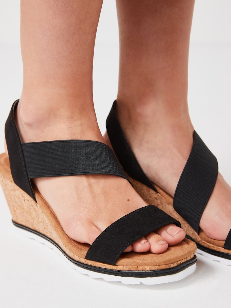 Schwarz - Forever Comfort® Schuhe mit Keilabsatz und elastischen Riemen - Bild 2 von 6