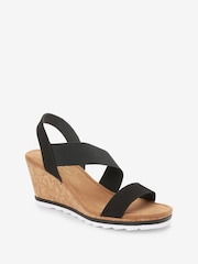 Schwarz - Forever Comfort® Schuhe mit Keilabsatz und elastischen Riemen - Bild 4 von 6