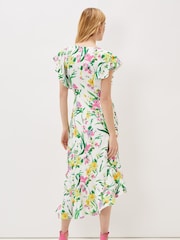 Phase Eight Cream Evelin Printed Frill Hem Dress - Image 2 of 5