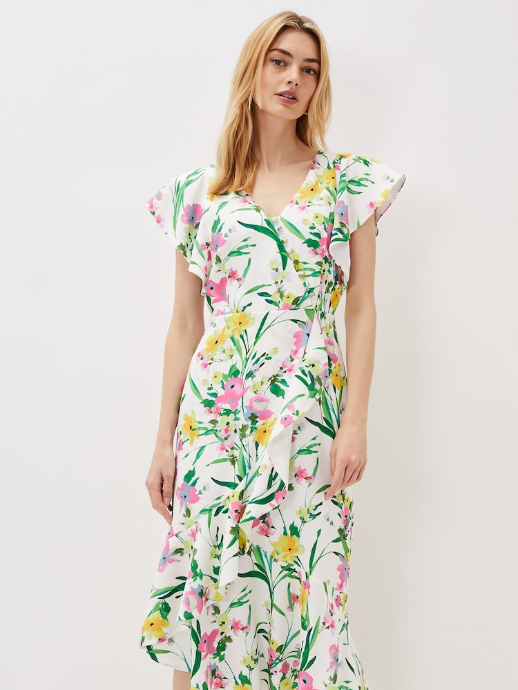 Phase Eight Evelin Printed Frill Hem Dress - Image 4 of 5