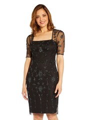 Adrianna Papell Black Studio Beaded Sheath Cocktail Dress - Image 1 of 4