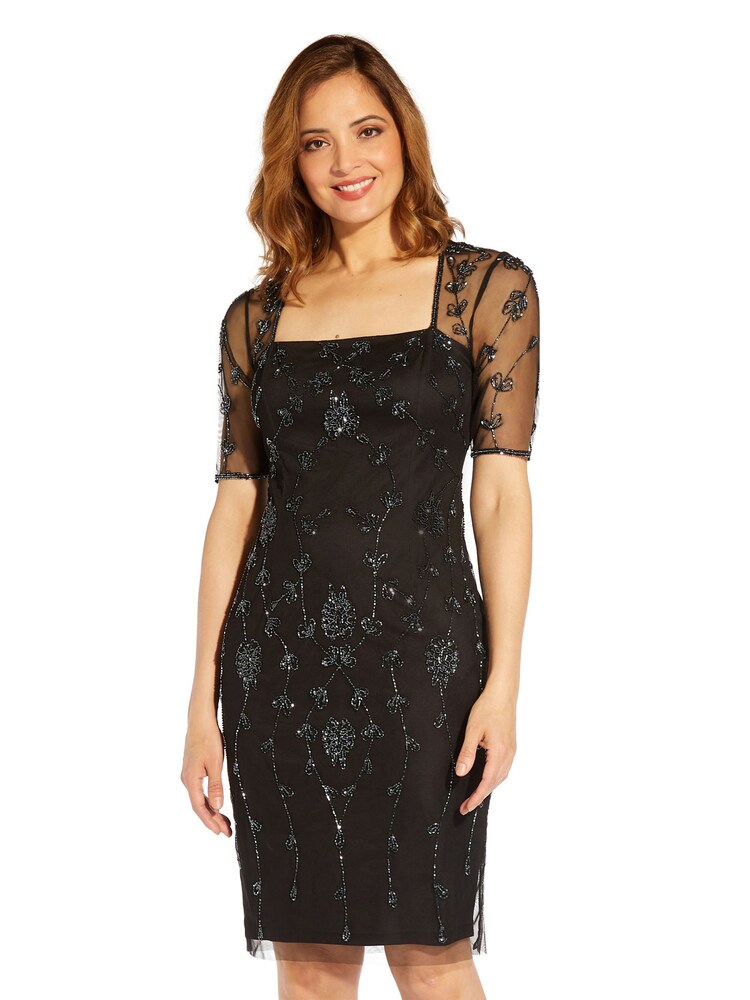 Adrianna Papell Black Studio Beaded Sheath Cocktail Dress - Image 1 of 4